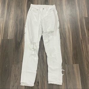 white ripped mom jeans
